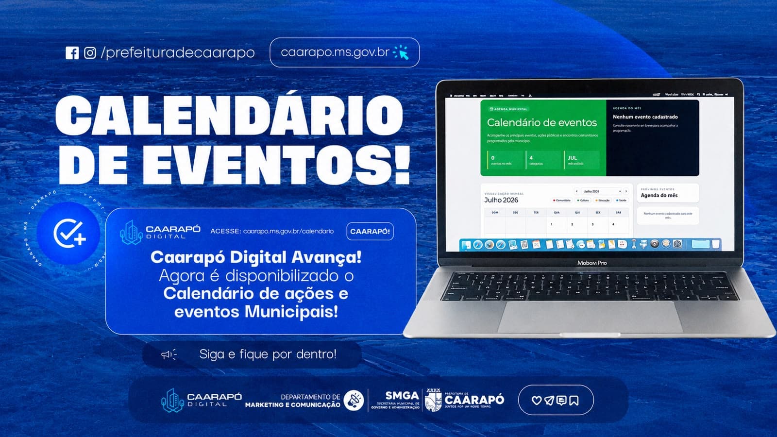 Prefeitura de Caarapó lança Calendário de Eventos no Caarapó Digital e amplia acesso às informações da população