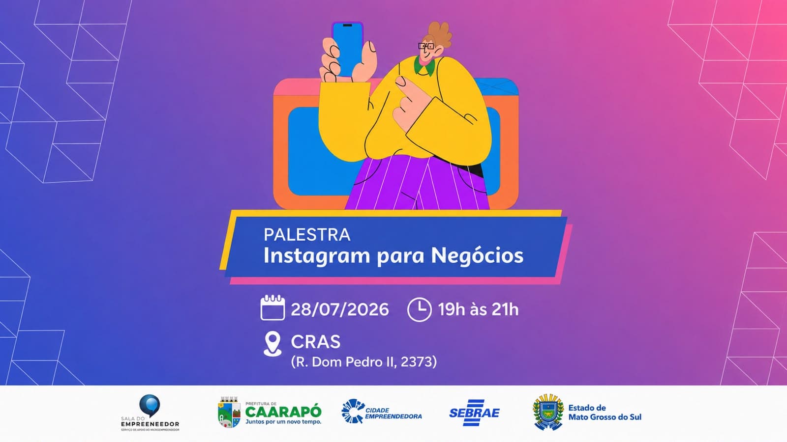 Sala do Empreendedor promove palestra gratuita sobre Instagram para Negócios em Caarapó